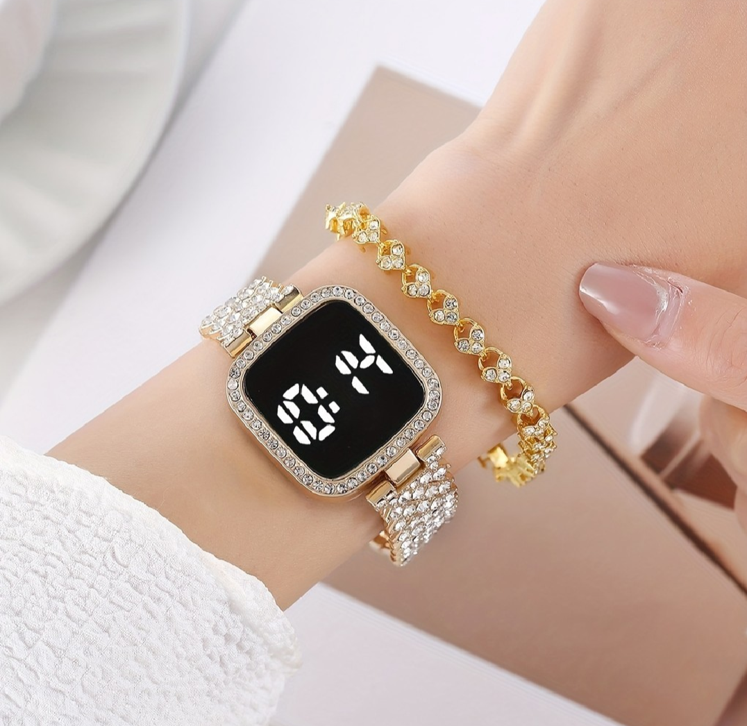 Trending Touch Screen LED Watch With Beautiful Bracelet & Gift Box Packaging For Female Women Girl For Any Occasion Gifts & Personal Use